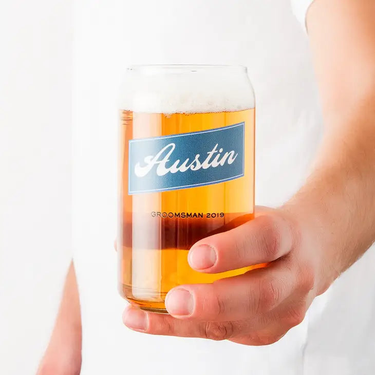 Personalized Vintage Cursive Beer Glass