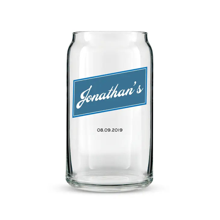 Personalized Vintage Cursive Beer Glass