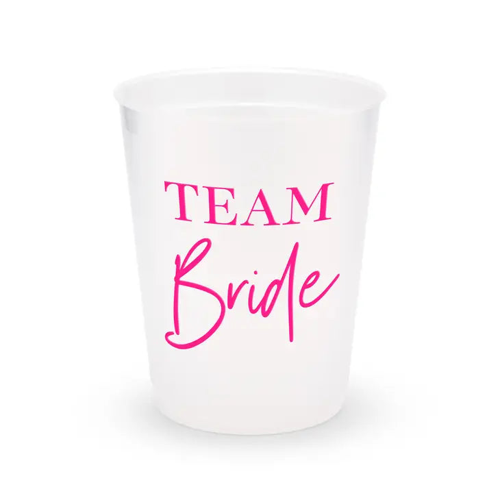 Team Bride Plastic Party Cups- Set Of 8