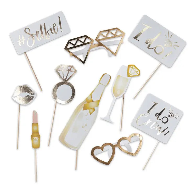 Gold Foil Photo Booth Props On A Stick
