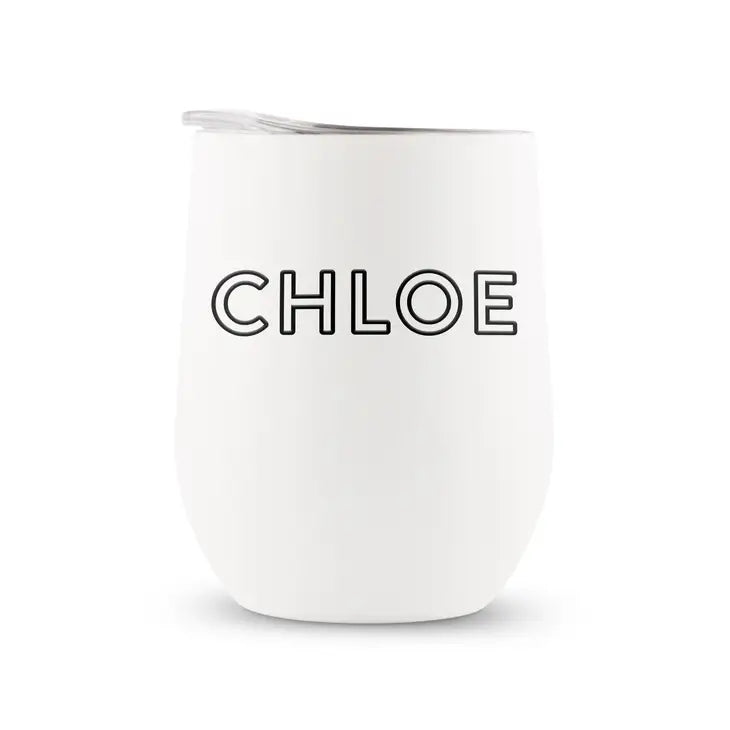 Personalized 12 oz. Line Monogram Stemless Tumbler - White